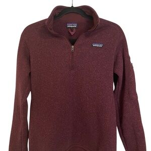 Patagonia Womens Better Sweater 1/4 Zip, Zipper Sleeve Pocket, Burgundy, Size M